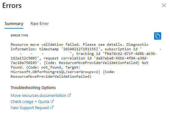 This image has an empty alt attribute; its file name is azure-cosmos-db-for-postgresql-cluster-azure-resources-move-failed-errors-detailed.png