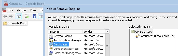 Add Remove Snap-ins Selected OK Blog Vinicius Deschamps