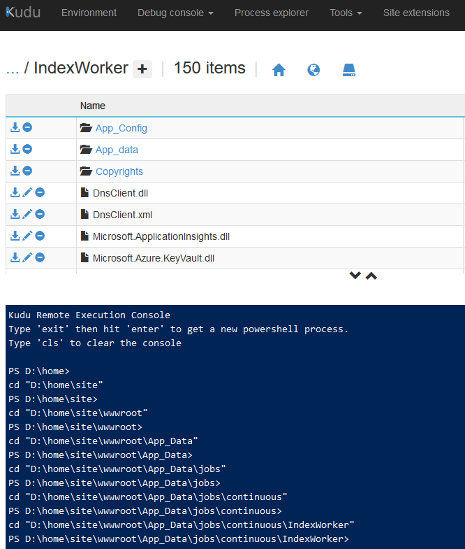Azure Kudu xConnect Search App Data Jobs Continuous IndexWorker Blog Vinicius Deschamps