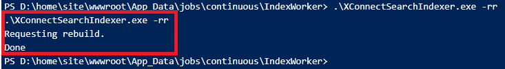 Azure Kudu xConnectSearchIndexer.exe -rr Powershell Complete Successfully Blog Vinicius Deschamps
