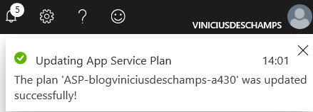 azure the plan was updated successfully app service plan scale up service plan tier b3 blog vinicius deschamps