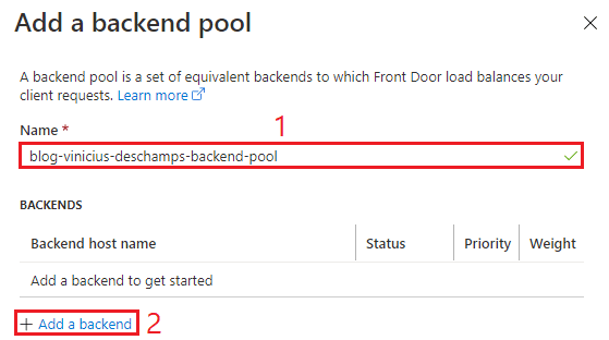 azure create a front door add a backend pool blog vinicius deschamps